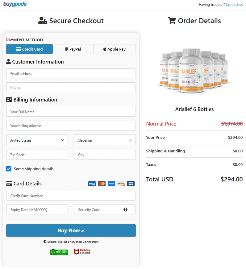Secure Order Form